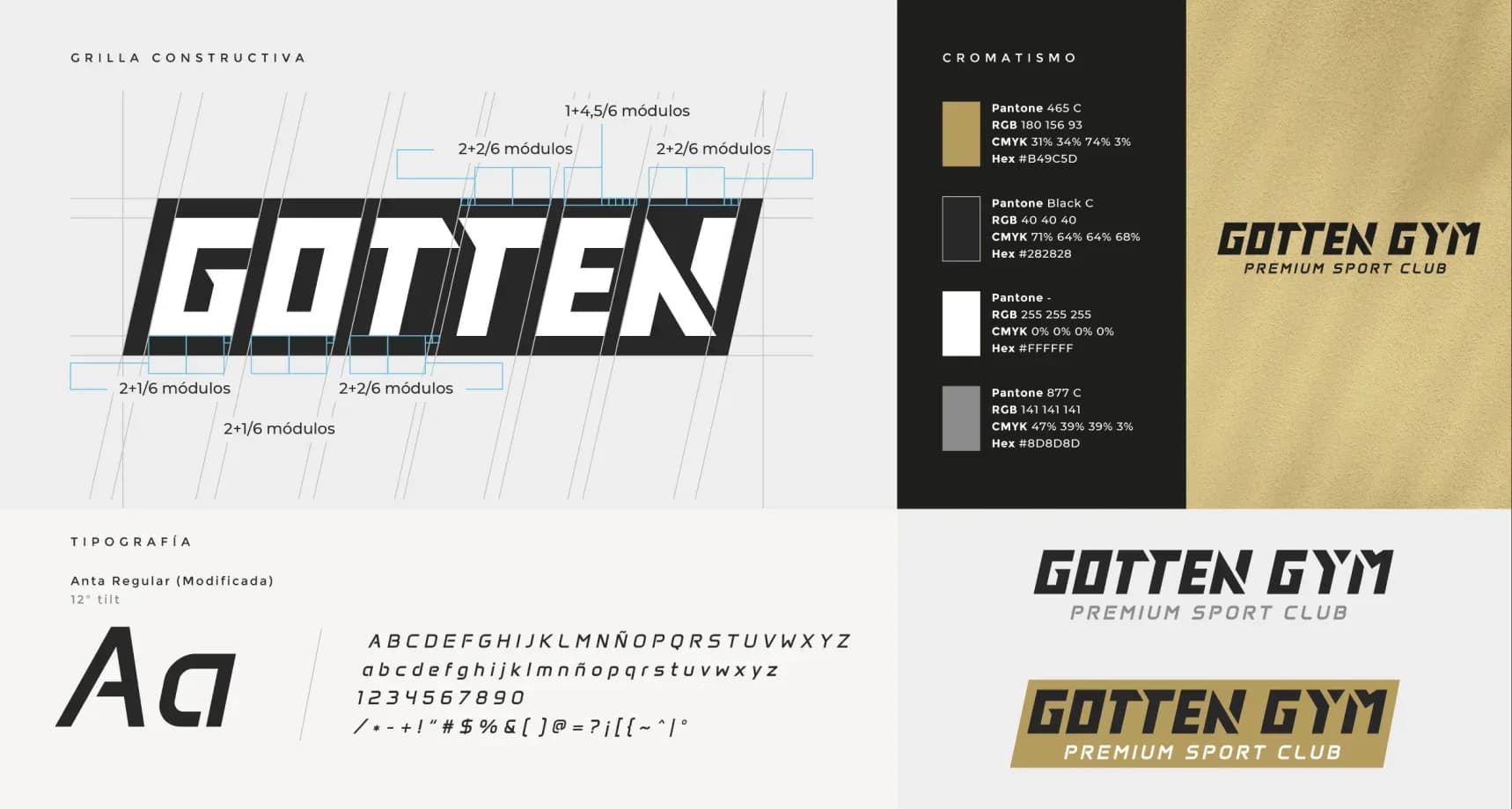 Gotten identity system showing logo construction, typography, and color palette