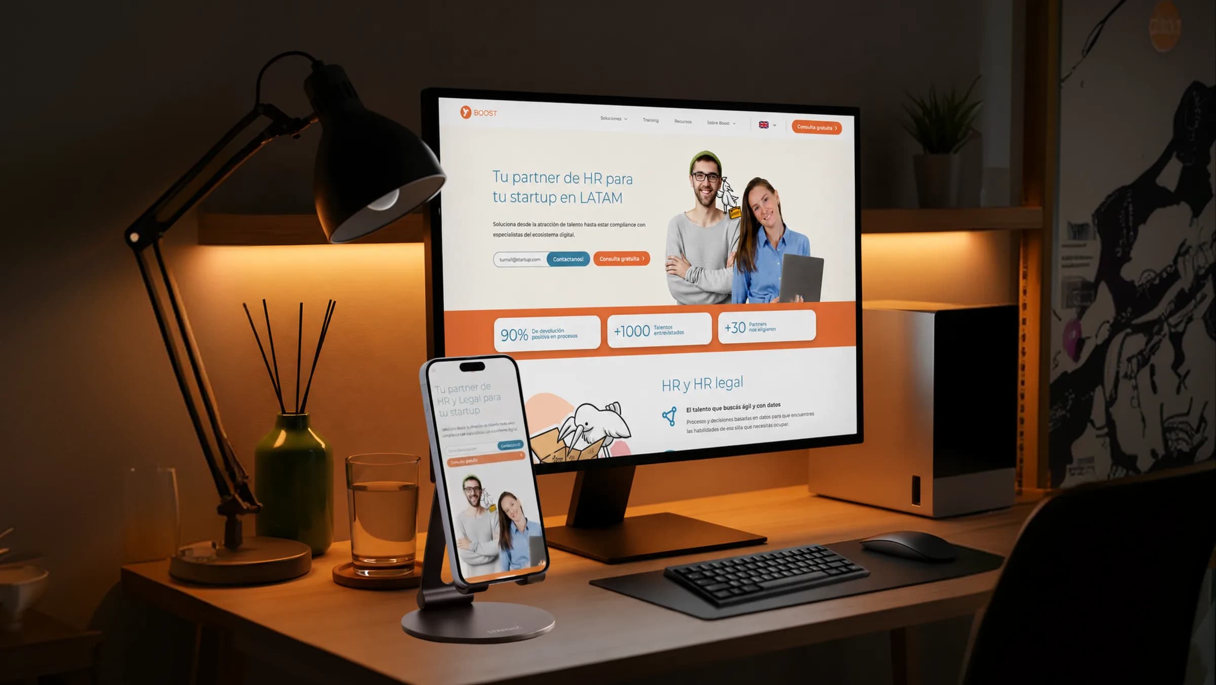 Landing de Boost en sus versiones de escritorio y mobile