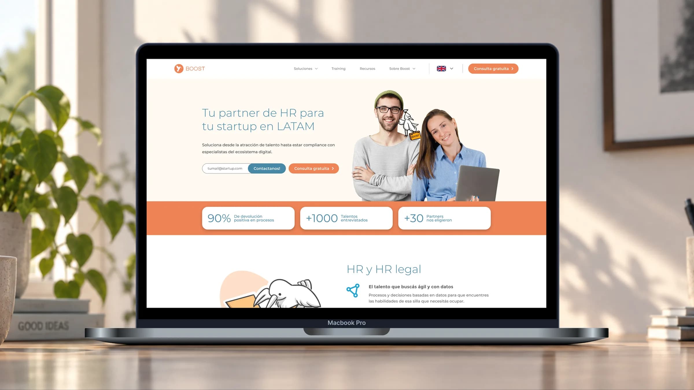 Diseño de la landing page de Boost Inc.