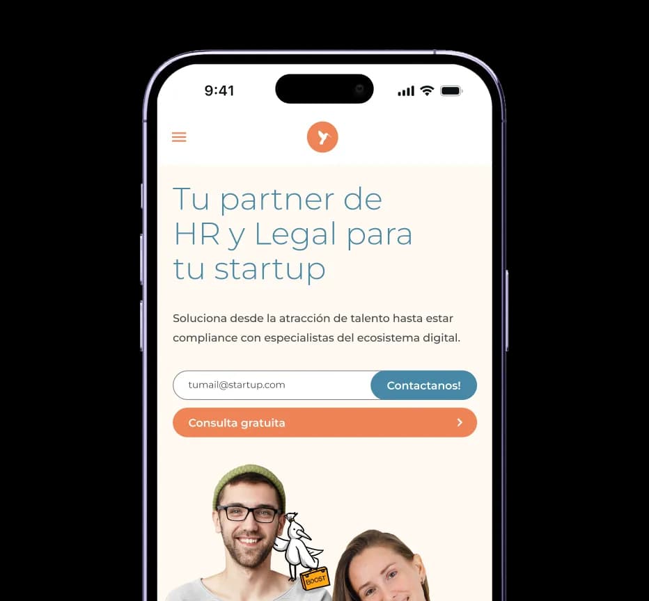 Landing de Boost adaptada a dispositivo móvil