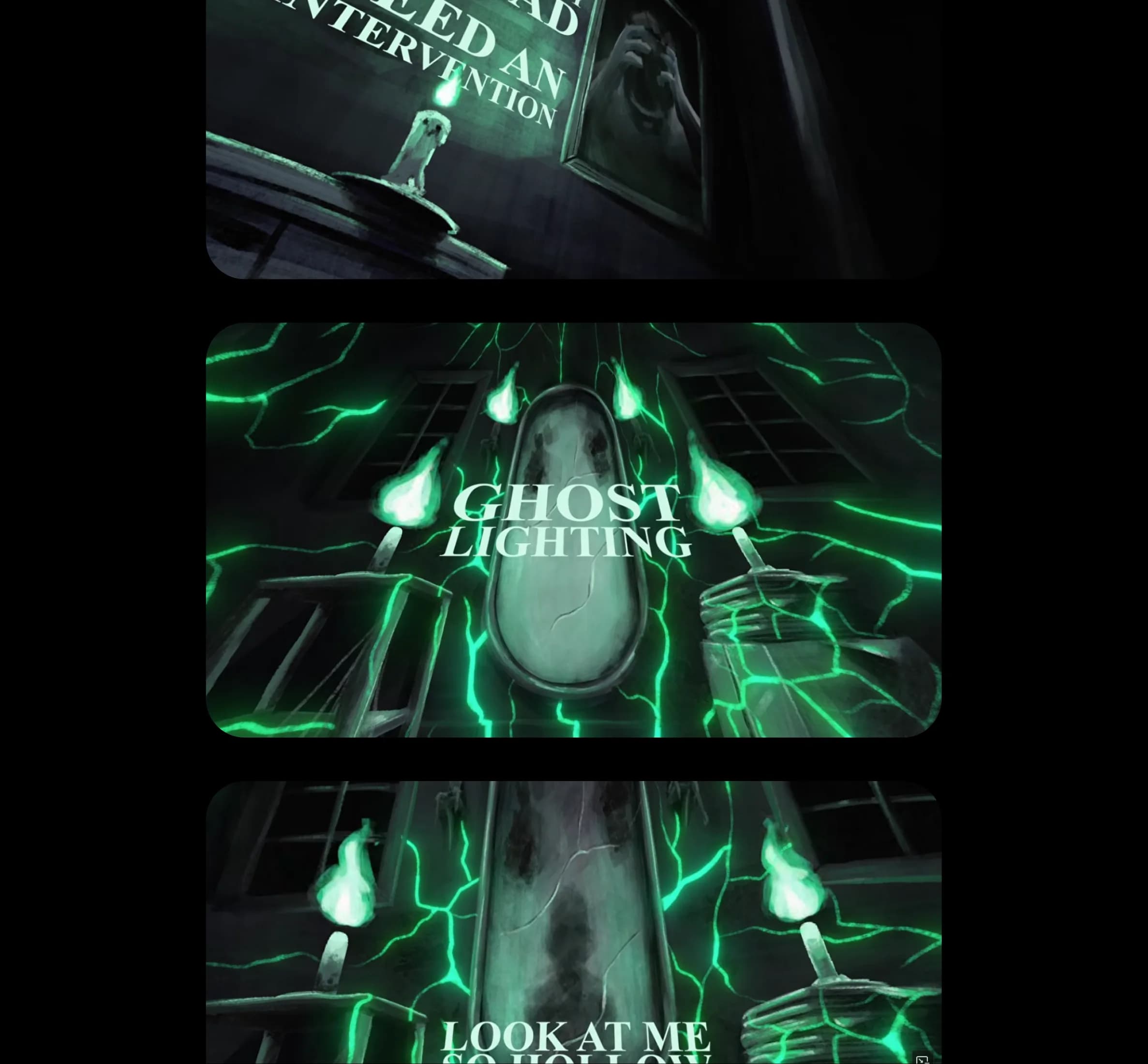Fotogramas del lyric video Ghostlighting de Budderside