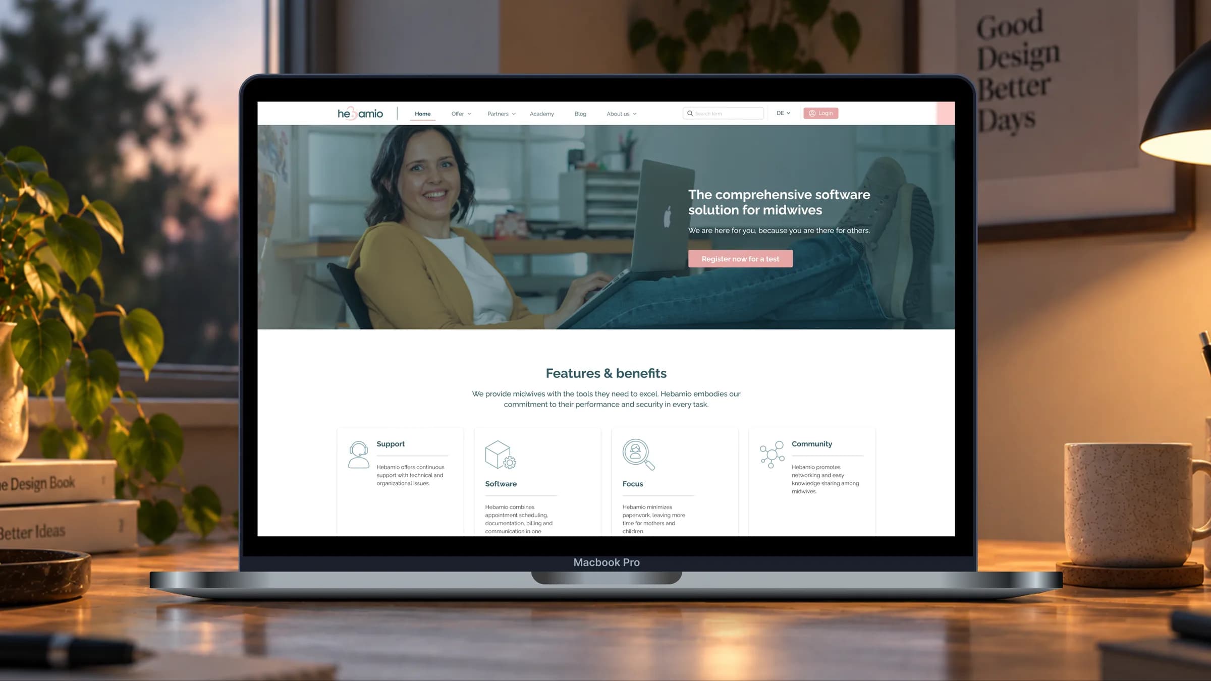 Diseño de la landing page de Hebamio