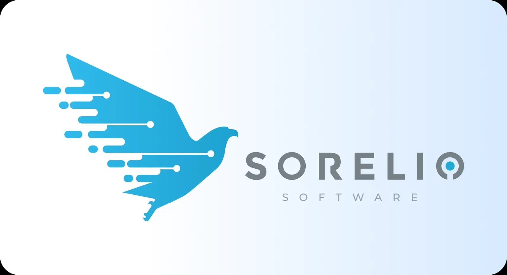 Sorelio visual identity with an eagle symbol and a light-blue and gray palette
