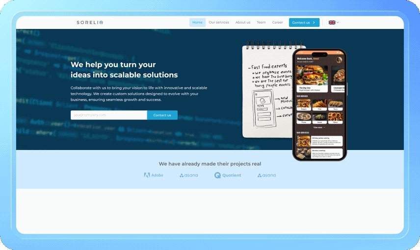 A tour of Sorelio's desktop landing page