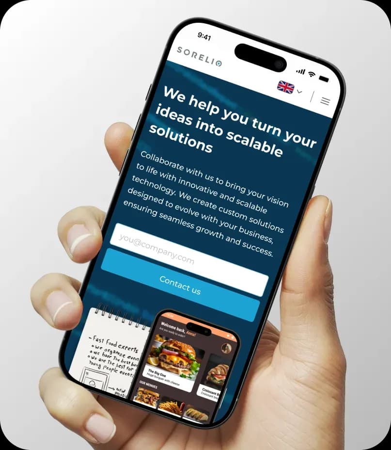 Sorelio's mobile landing page